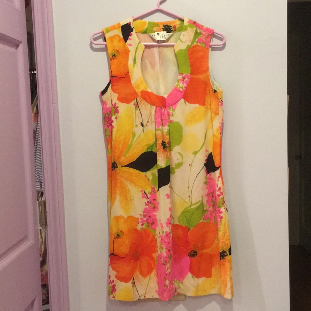 Trina Turk Bright Orange Pink Floral Dress